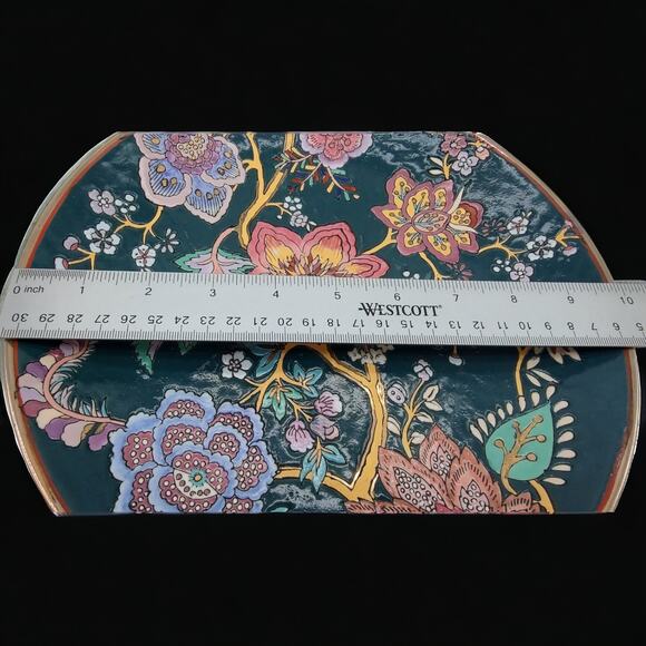 Chinese Millefleur Green Gold Passion Flower 10" Vintage Plate Andrea by Sadek - Picture 10 of 11